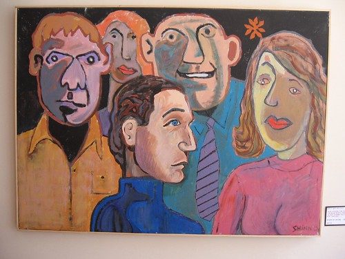 Our Leader (the Bozo in the Blue shirt) Thinks I'm not Committed Enough for This Gig. acrylic on canvas, 43 x 59 inches
