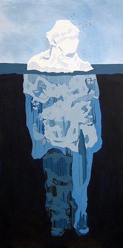 Maggie Van Scoyk, Self Portrait as an Iceberg. 4x9ft acrylic on canvas.