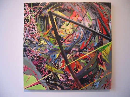 Robert Goodman, Zzip, 2007. 30 x 30 inches, oil, acrylic and spray paint on canvas.