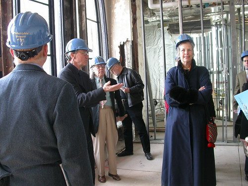 Photo of Anne d'Harnoncourt at the hardhat tour in 2006 of the PMA's Perelman Building.