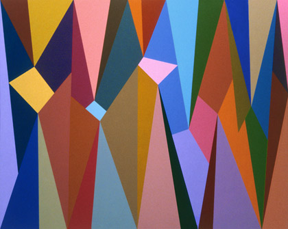 Karl Benjamin.  #6, 1990, oil on canvas, 122 x 152 cm (48 x 60 in)  courtesy of the artist and Louis Stern Fine Arts