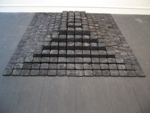 William Cromar, bed, 2007, scorched wood, 11 x 56 x 70 