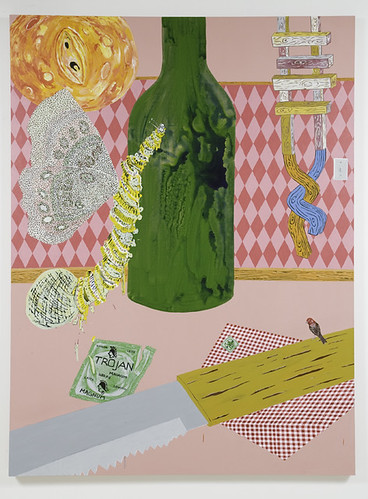 Cynthia Girard. Chenille, couteau et bouteille, 2008. Acrylic on canvas240 x 180 cm. Photo : Paul Litherland