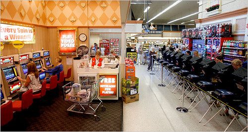 Photo by Isaac Brekken for The New York TimesA store in Las Vegas offers groceries, slot machines and voting terminals side by side. Early voting has proved popular in Nevada.