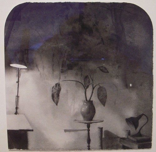 Charles Ritchie.  Night Studio with Diffenbachia, 1985. watercolor and graphite on Fabriano paper, 4 7/8 x 4 7/8"