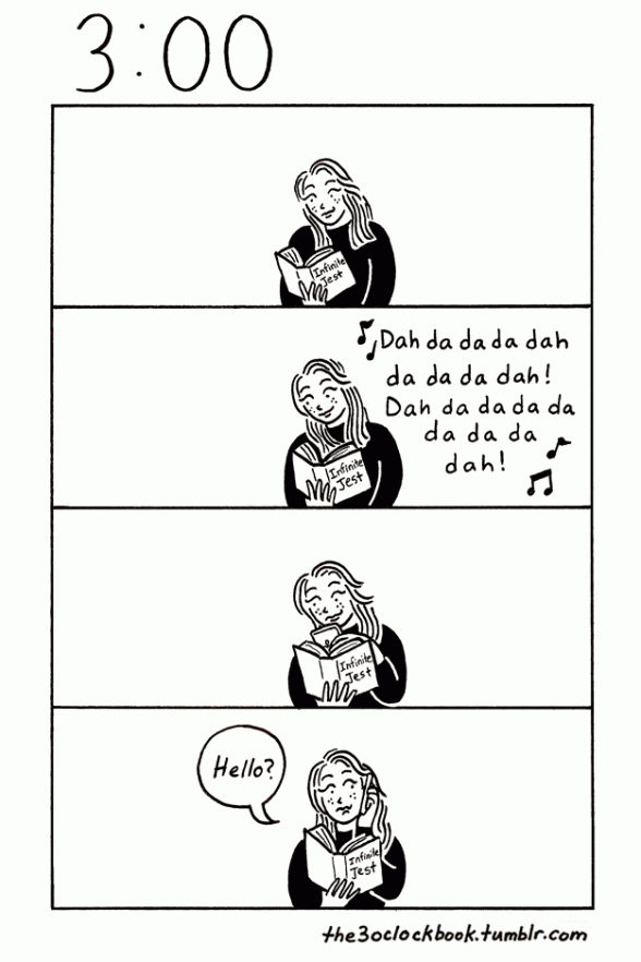 comic of woman reading book