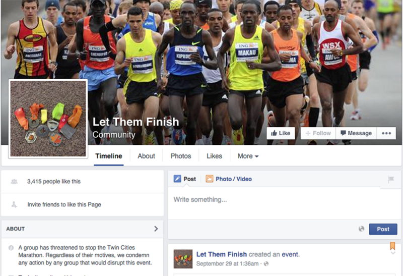 Facebook page for Minneapolis marathon