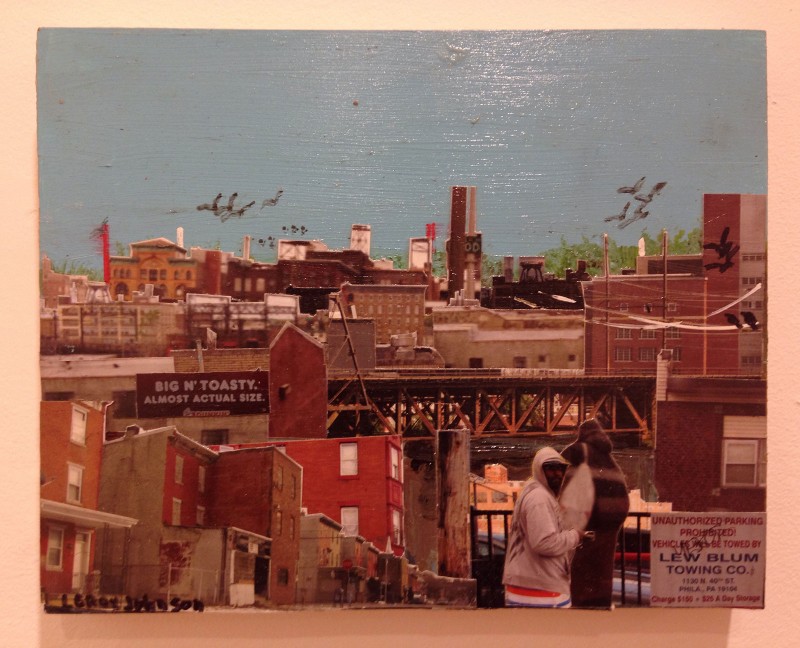 Leroy Johnson, Eyewitness (medium blue sky), Mixed media on panel, 8” x 10," Courtesy of the artist