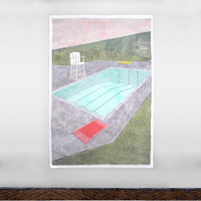 Eland Ward, Pool, 89” x 60” Gouache, ink and pencil, 2014. Image courtesy of the artist and Space 1026