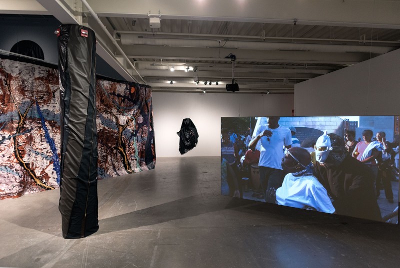 Installation view Rodney McMillian: The Black Show, 2016, Institute of Contemporary Art, University of Pennsylvania. Photo: Constance Mensh.