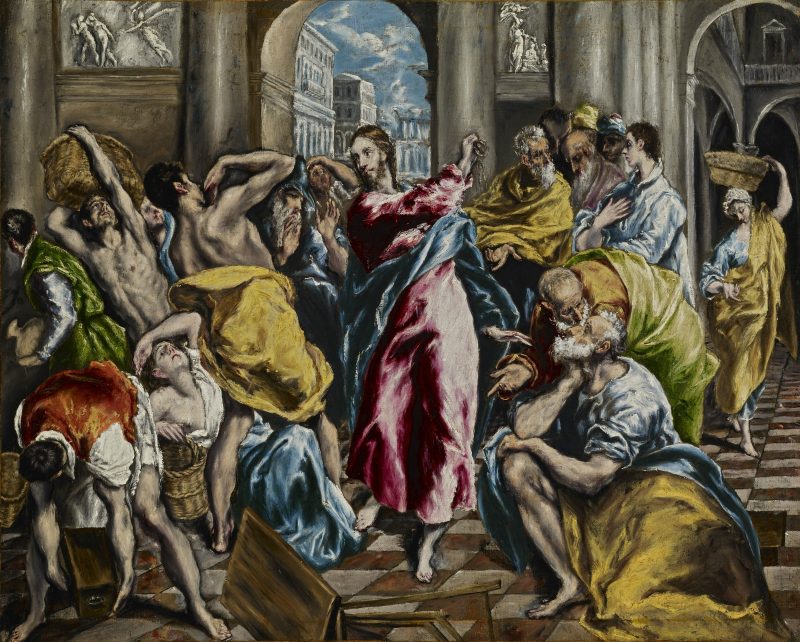el greco christ driving the money changers from the temple