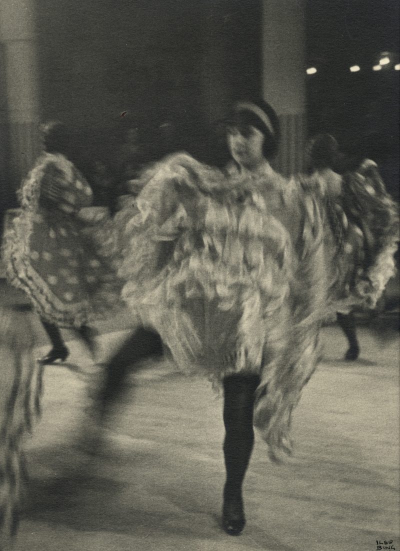 Ilse Bing (American, born Germany, 1899 or 1900–1998). Cancan Dancers, Moulin Rouge, 1931. Gelatin silver print, 8 3/4 x 6 1/2 in. Collection of Michael Mattis and Judy Hochberg. © Estate of Ilse Bing.