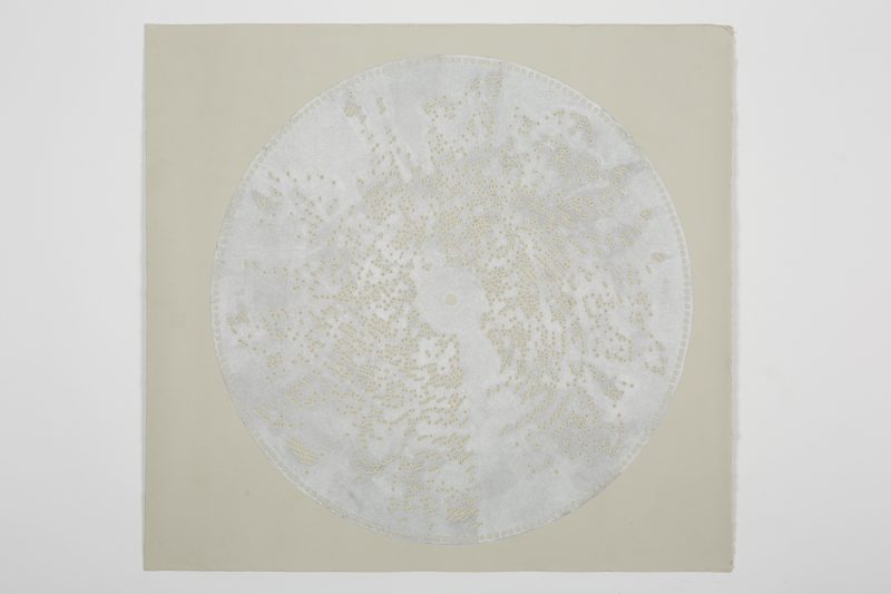 Terry Adkins, “Untitled,” print from metal music box disk. 