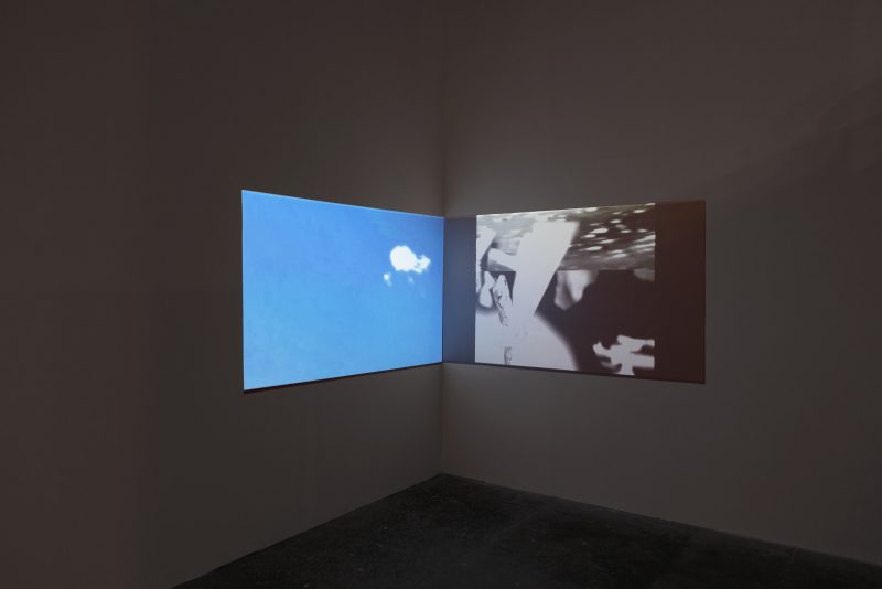 J. Avery Theodore Daisey, 2-channel video projection, "hi, i don't understand, okay, bye (you don't own my history)" and "i don't either." Image courtesy of Fjörd.