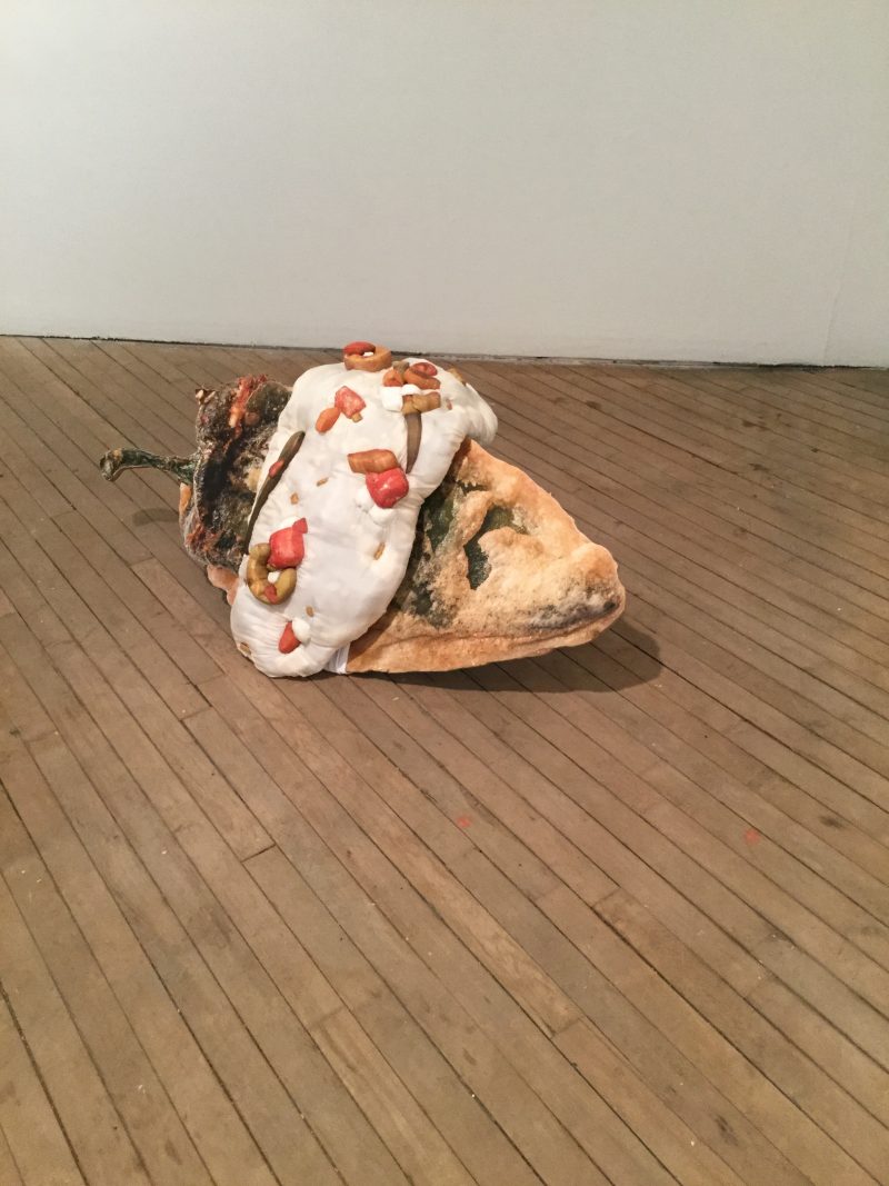 Julie Malen, "Chile Relleno with Sauce Accessory," seen in the annual juried show at Vox Populi Gallery, July, 2016. Support for Vox and other small arts organizations is crucial to the health of the art sector in Philadelphia. Please support!