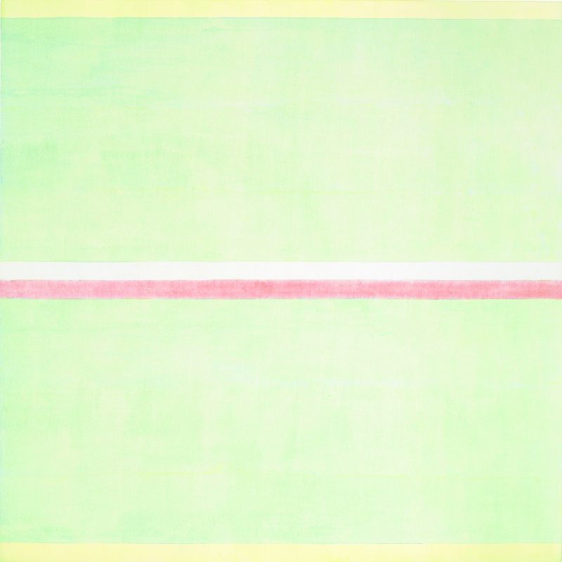 Agnes Martin, “Gratitude,” 2001, Acrylic and graphite on canvas, 60 x 60 inches (152.4 x 152.4 cm) Glimcher Family Collection. © 2015 Agnes Martin/Artists Rights Society (ARS), New York.