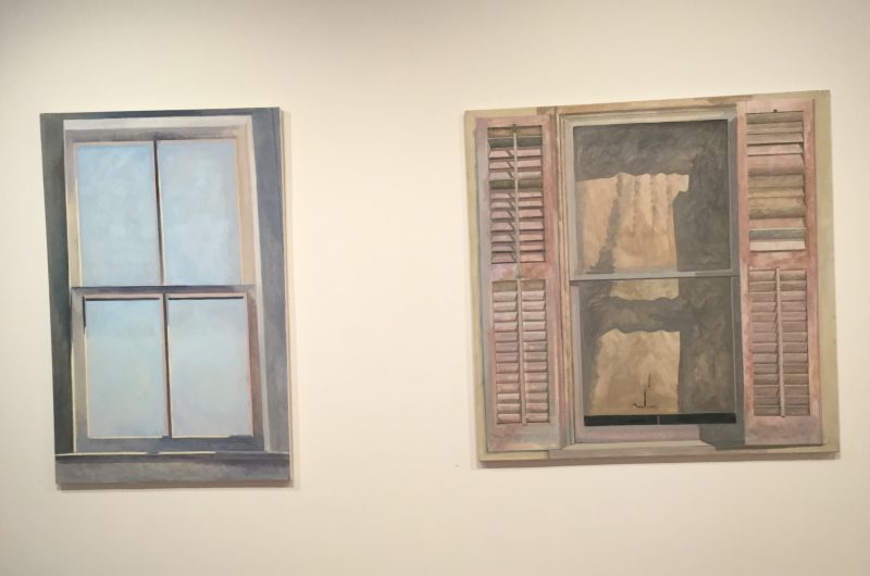 Lois Dodd, two paintings of windows