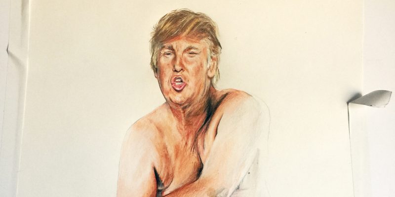Detail of painting picturing a naked Donald Trump by artist Illma Gore. Image source: Huffington Post.