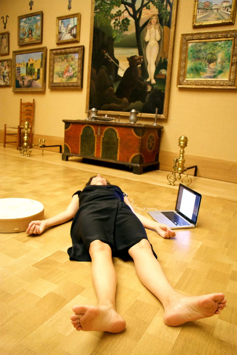 Andrea Hornick lies on the floor of room 23. Photograph courtesy of The Barnes Foundation. 