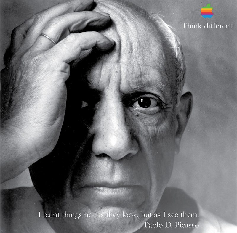 Pablo Picasso in an advertisement for Apple.