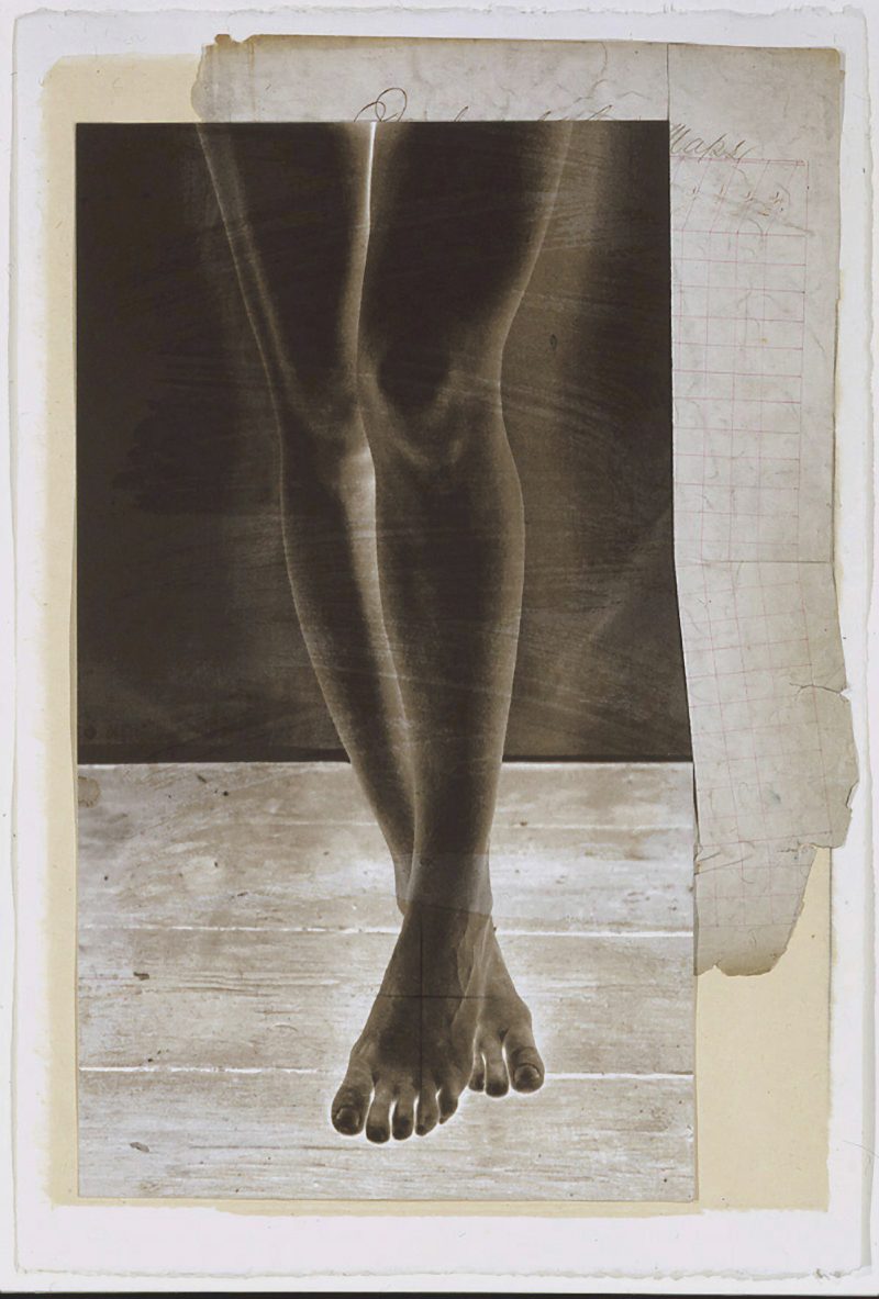 “Legs”, Paul Cava, Chine-collé, collage, pencil and Iris print on paper, 22 ¼” x 15”, Unique, 2000. Image courtesy of the artist.