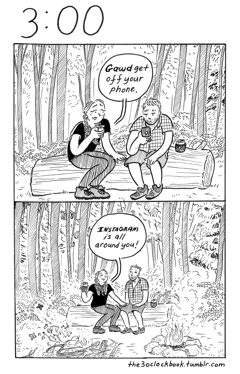 Beth Heinly, The 3:00 Book, in the woods comic