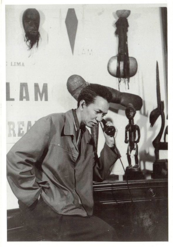 Wifredo Lam in his Havana Studio, c. 1955. Image courtesy of Juan Castillo Vázquez. 