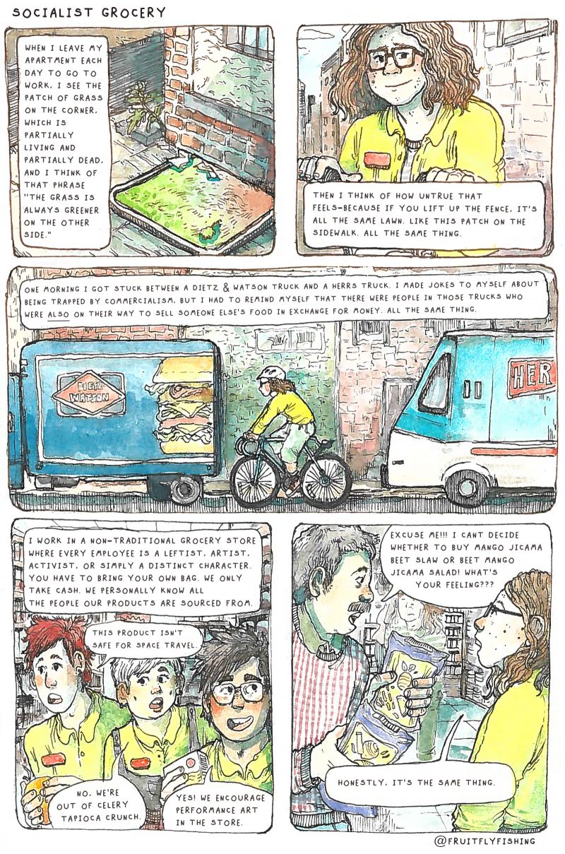 Socialist Grocery comic by Oli Knowles