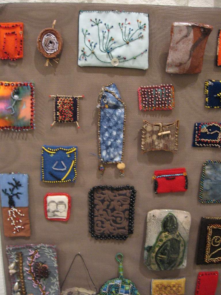 Sonya Clark, Beaded Prayers (detail from an array of 120 mixed media objects, as shown at the Ice Box in Taboo to Icon in 2008