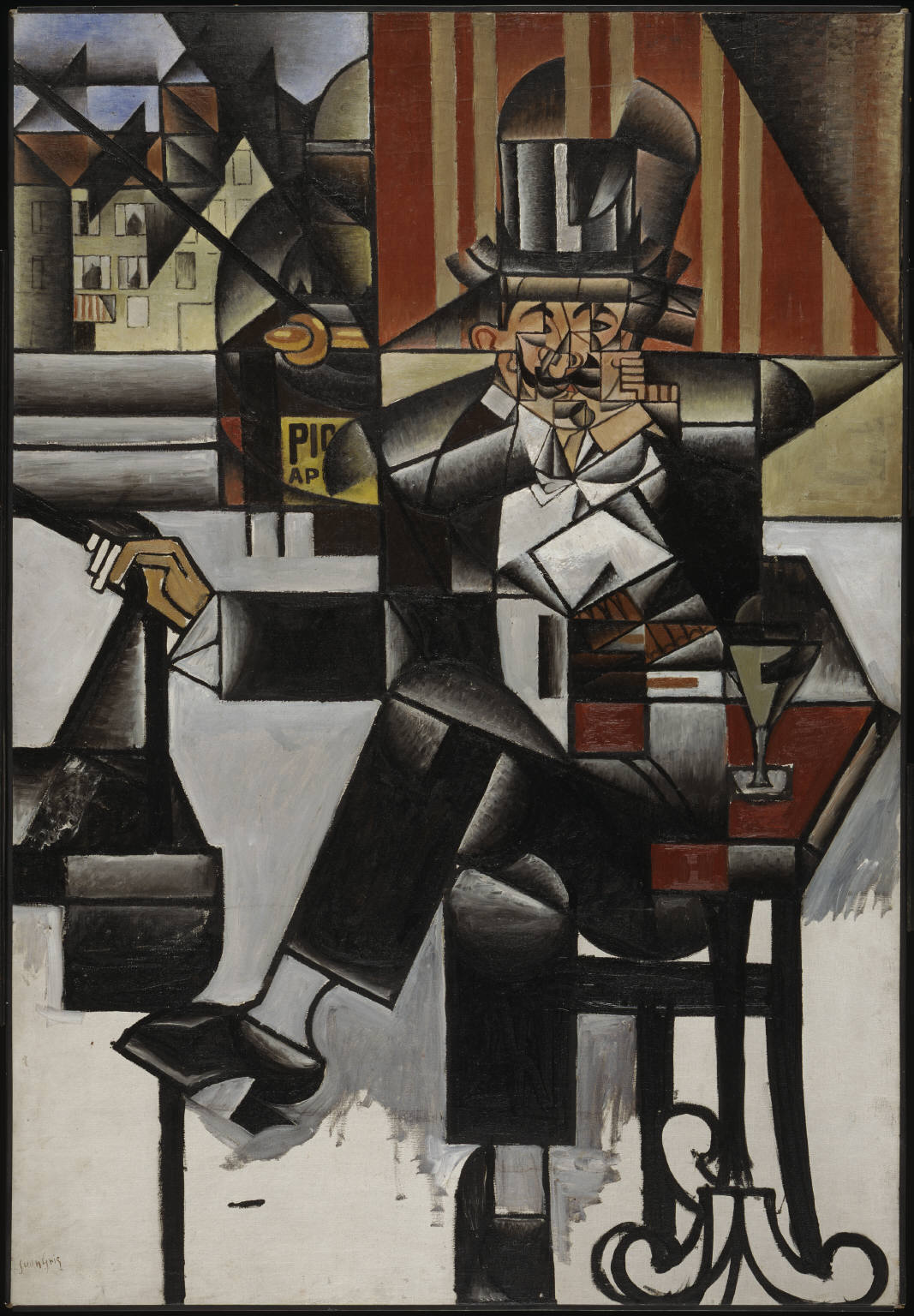 Juan Gris painting of man in a cafe