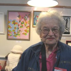 Mary Dubin, my mother-in-law, and her ebullient pink painting, It's Springtime!, just to her right. All the paintings in this post were exhibited in Seniors Celebrate the Arts 2007