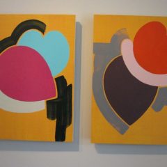 Fruit 1 and 2, by Timothy Gierschick II, latex and enamel on panel