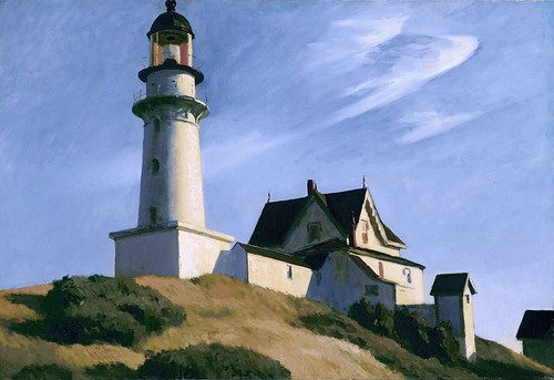 Edward Hopper, The Lighthouse at Two Lights 1929,  oil on canvas 29 1/2 x 43 1/4 inches. The Metropolitan Museum of Art, Hugo Kaster Fund, 1962, photo @ 1990 The Metropolitan Museum of Art