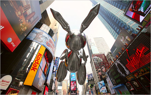 Jeff Koons' Rabbit in yesterday's Macy's Thanksgiving Parade. Photo: Librado Romero/The New York Times