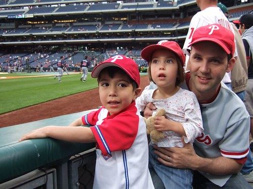 Doug Witmer and his kids at the Phillies game