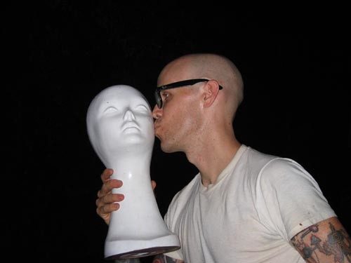 Kristen Neville of Little Berlin writes: I am including a photo of my friend Joey giving a big kiss because I am excited for change and believe Nutter wants change for us, too. I know the mannequin supports the arts because I asked but I haven't asked Joey, I may have to deal with the repercussions. I guess its for a good cause!