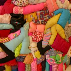 Susie Brandt, Barb. Barbie clothes, fabric, stuffing, hand-stitched. 1993-2000. 65x84"