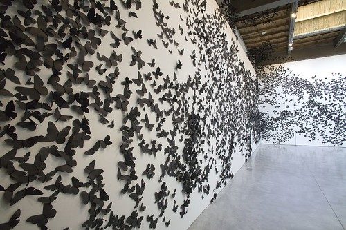 Black Cloud, 2007. Black paper moths, installed in a white box space. © Carlos Amorales. Collection of Diane and Bruce Halle. Courtesy of the artist and Yvon Lambert New York, Paris.