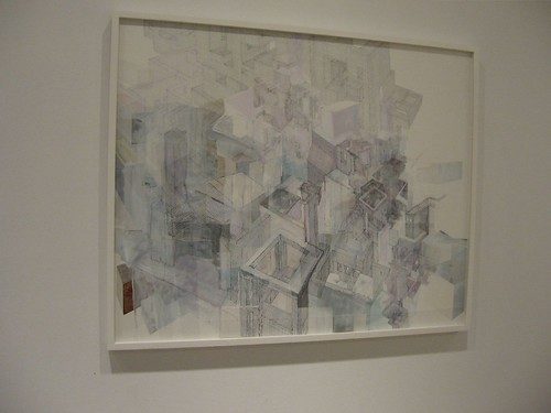 Sharka Hyland, Ideal City 5, 2008, Silver leaf, zinc plate, ink, gesso & acrylic on Briston board, 29 x 36 inches 