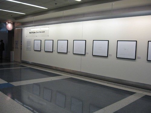 Matt Pruden, installation shot detail of End of the Earth, as series of tiny, pale watercolors of arctic exploration