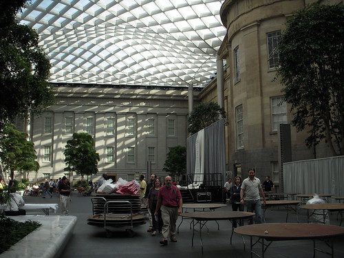 Enclosed atrium space covering the courtyard between the Portrait Gallery and American Art Museum.