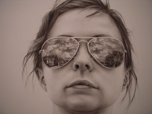 Phillip Adams. Solipsist: Sara, 2008. charcoal on paper mounted to panel. 50x32"