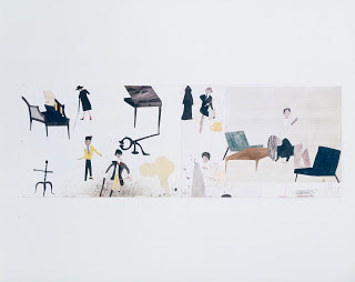 Jockum Nordström, Things Are Beginning To Hum, 2006, Watercolor, graphite and collage on paper, 69.8 x 201 cm, Courtesy The Dakis Joannou Collection, Athens