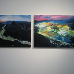Joy Garnett, River 4 and River 5. Oil on canvas. both 26 inches high. River (4) is 32 inches, (5) is 36 inches wide. part of show curated by Joy Garnett