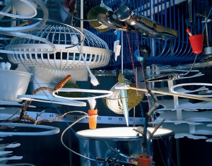 Sarah Sze's daunting set-up at the Fabric Workshop and Museum. Photo courtesy of the artist.