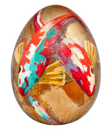 Frank Hyder's Faberge egg - note the wink at the origin of caviar. Photo courtesy of the artist. 