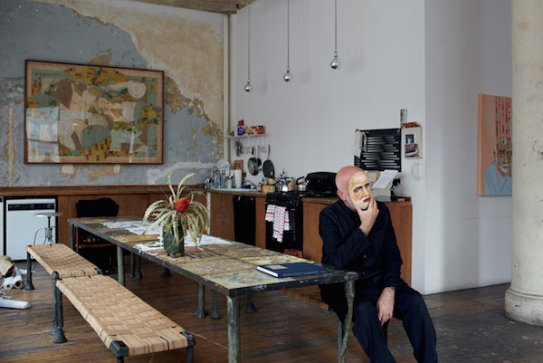 Francesco Clemente in the kitchen in his NYC studio, photo Robin Friend, courtesy Thames and Hudson.