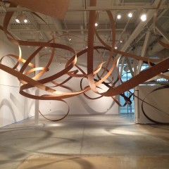 Wooden sculpture installation view