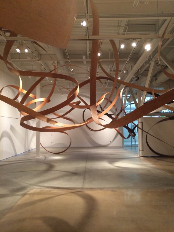 Wooden sculpture installation view