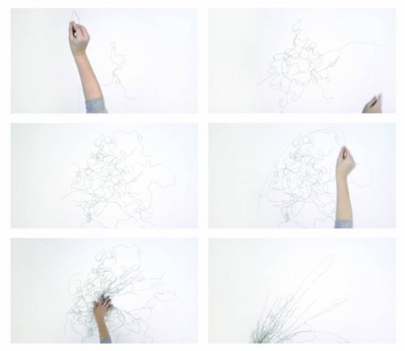 A set of video stills from Margo Wolowiec's Writing Lessons piece. Photo courtesy of Grizzly Grizzly.